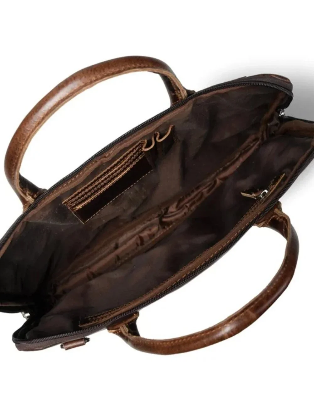 Modernist Leather Laptop Bag- Brown